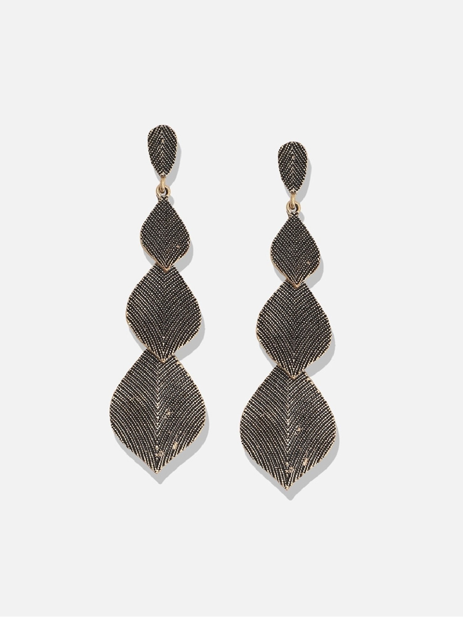 Sohi Women's Intricate Motif Long Drop Earrings  Gold