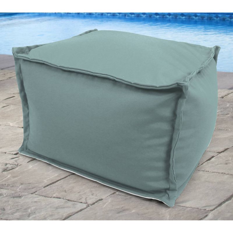 Outdoor Bean Filled Pouf/Ottoman In Sunbrella Cast Mist  - Jordan Manufacturing