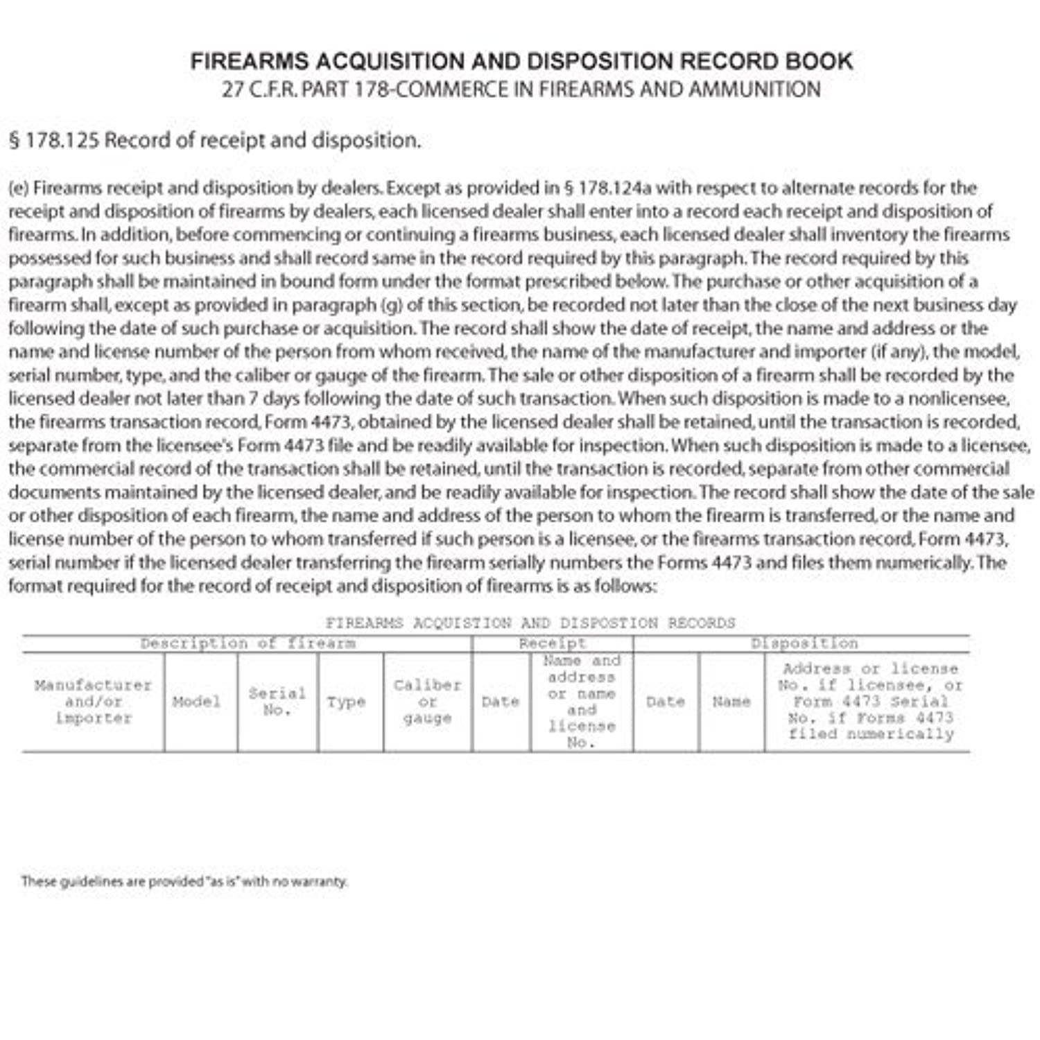 BookFactory Gun Log Book - 120 Pages, Black Cover, Smyth Sewn Hardbound, 8 7/8" x 11 1/4" (LOG-120-GUN-02-LKT35)