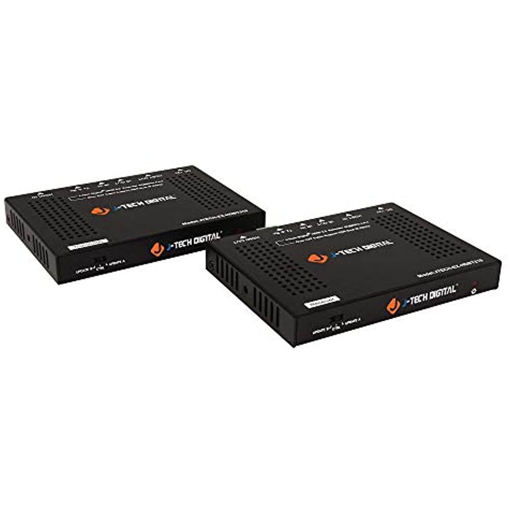 J-Tech Digital HDBaseT 4K@60HZ HDMI Extender 4K@60HZ 4:4:4, HDMI 2.0 Over Single Cable CAT5e/6A up to 230ft (1080P) 131ft(4K) Supports HDMI 2.0 18Gbps, HDR, HDCP 2.2, RS232, Bi-Directional IR