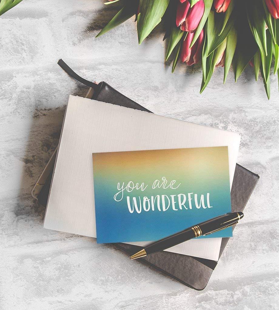 36 Pack Motivational Encouragement Greeting Cards, 6 Handwritten Modern Artistic Style Colorful Designs, Bulk Box Set Variety Assortment, Envelopes Included 5 x 7 inches