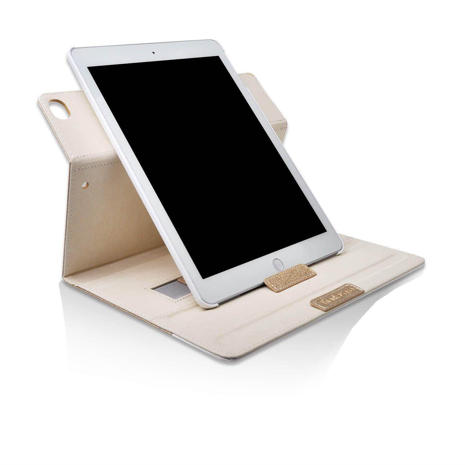 iPad Pro 10.5 Case,Thankscase Rotating Case Cover for iPad Pro 10.5 with Wallet Pocket with Hand Strap with Auto Sleep/Wake for New iPad Pro 10.5 Inch 2017 Release.(Gold)