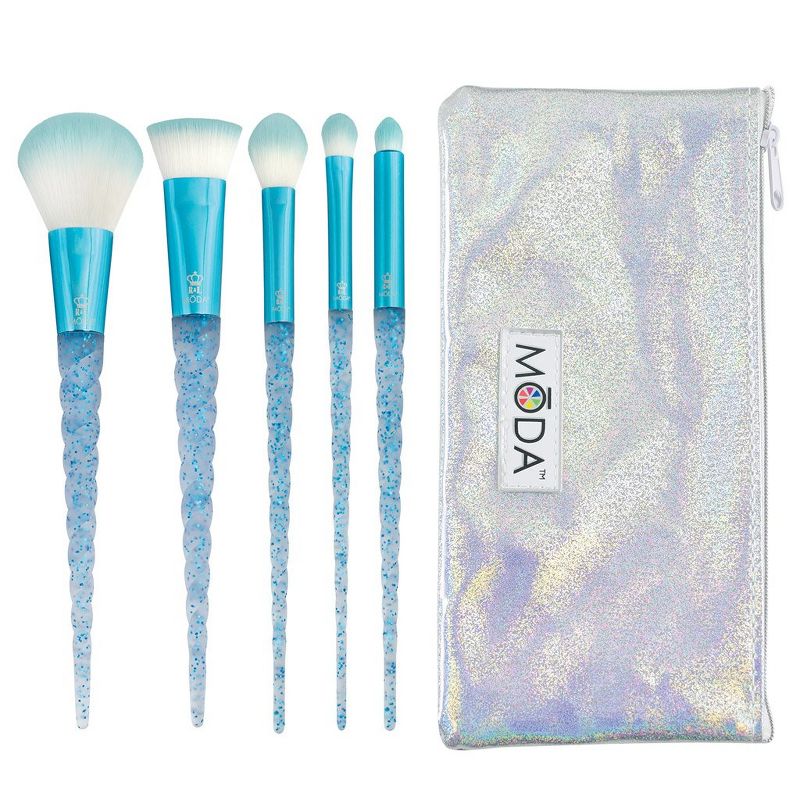 MODA Brush Frozen Fantasy 12pc Makeup Brush Bundle with Holographic Zip Case, Includes - Flat Kabuki, Accentuate, Super Crease,  and Smoky Eye Brushes