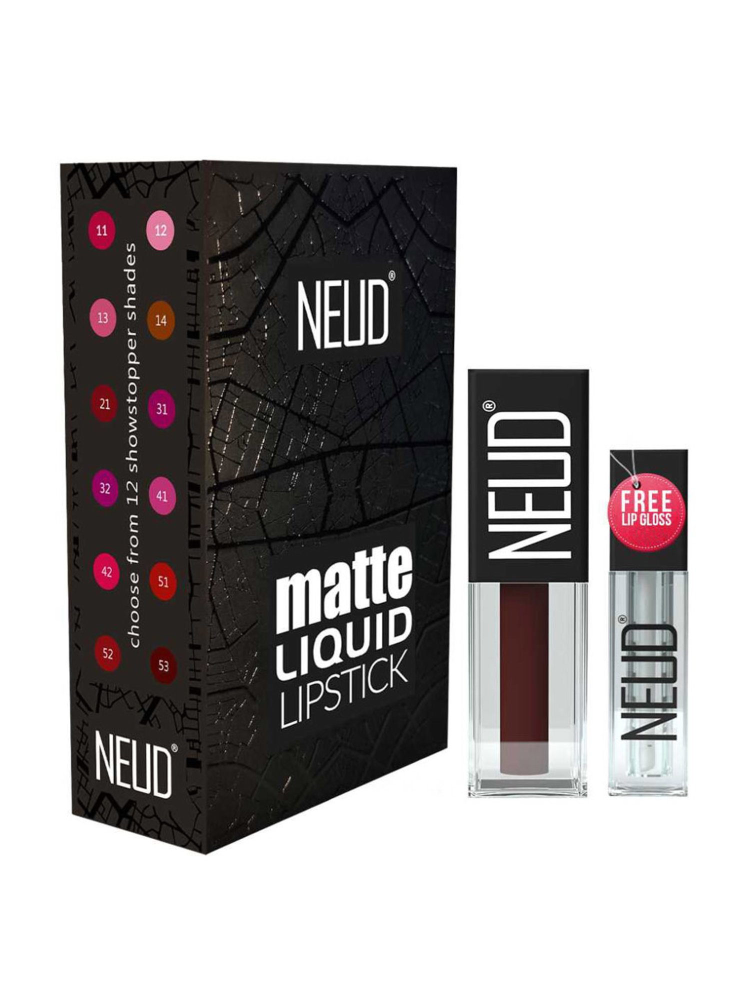 Neud Matte Liquid Lipstick Combo Mauve-a-Licious & Espresso Twist with Two Lip Gloss Free