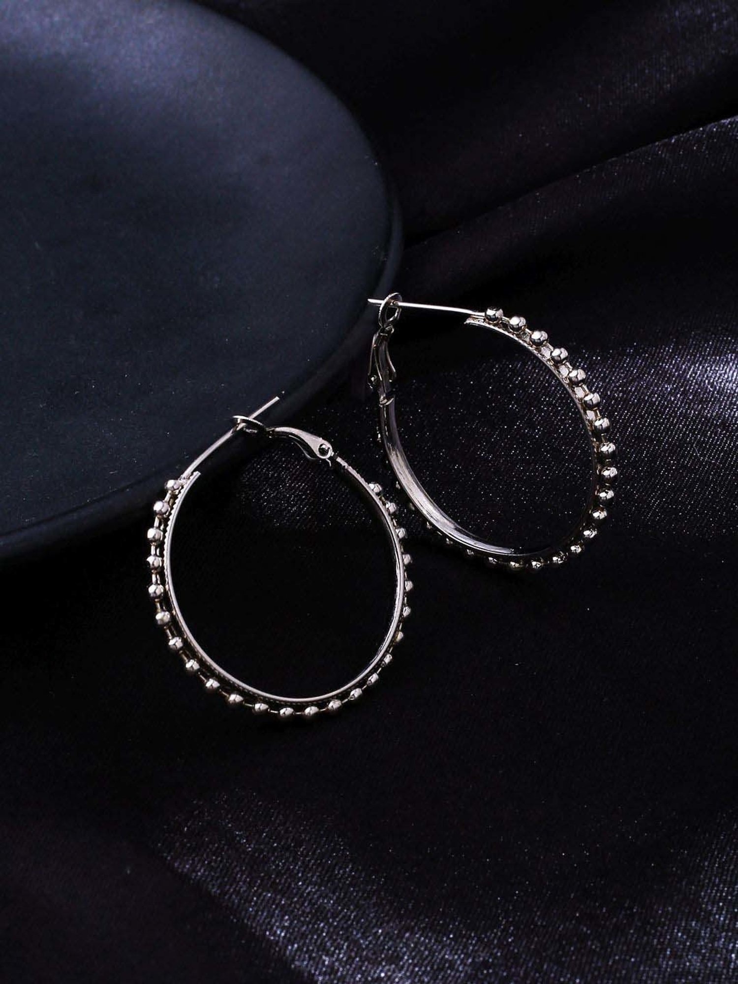 NVR Silver-Plated Circular Hoop Earrings for Women