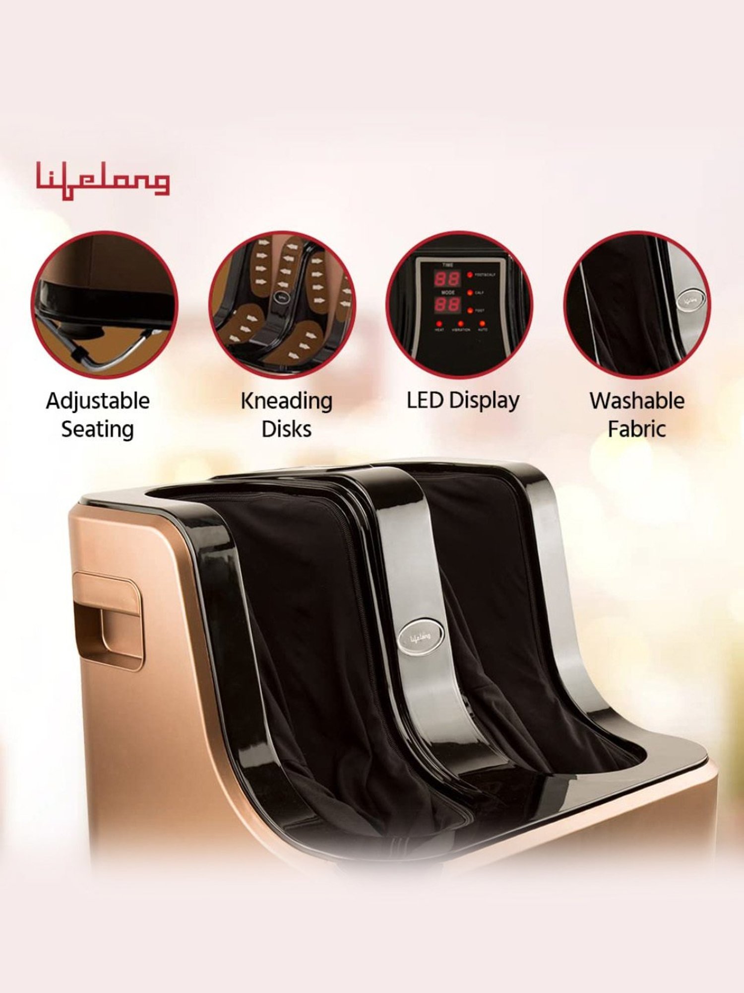 Lifelong LLM99 80W Foot, Calf and Leg Massager (Dark Brown)