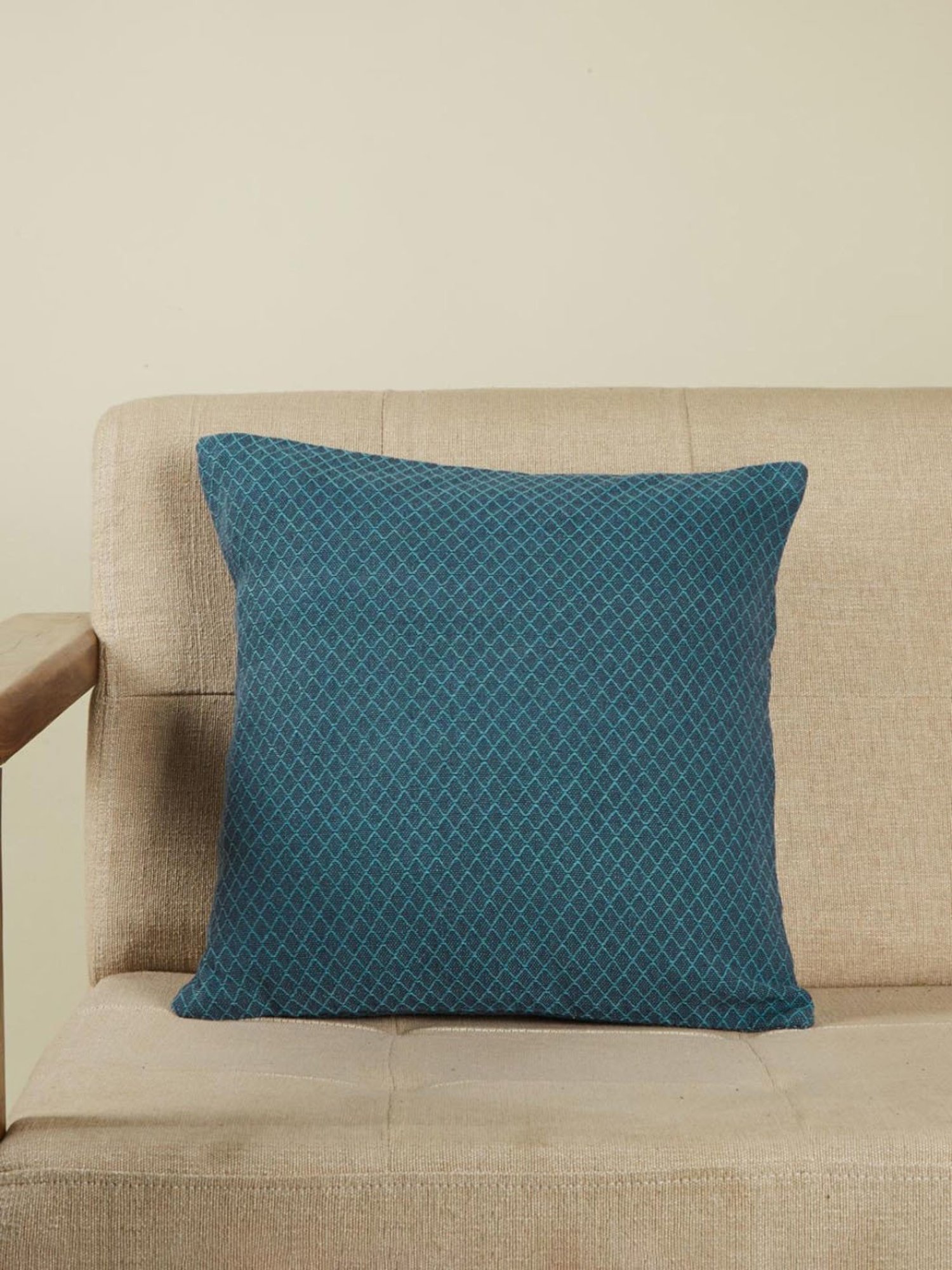 Fabindia Darkblue Cotton 50 TC 270 GSM Earth File Cushion Cover