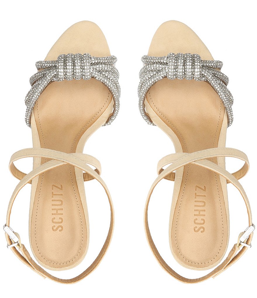 Schutz Knory Jewel Embellished Knotted Suede Dress Sandals