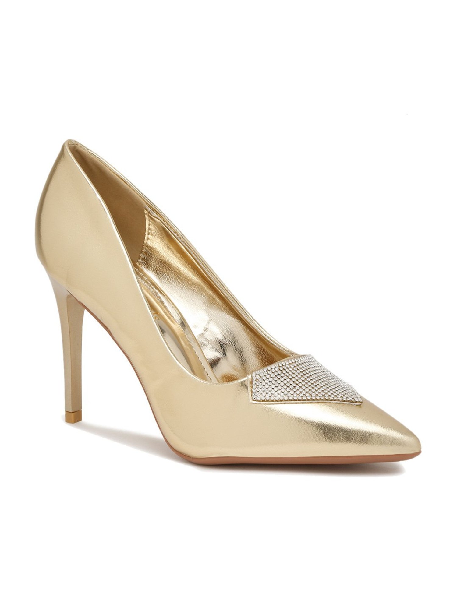 Flat N Heels Women's Gold Stiletto Pumps