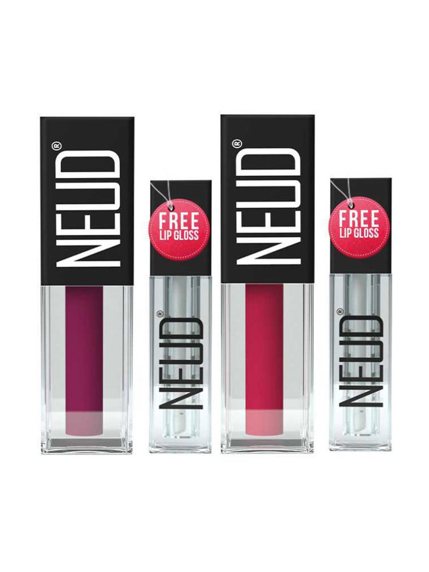Neud Matte Liquid Lipstick Combo Mauve-a-Licious & Hottie Crush with Two Lip Gloss Free