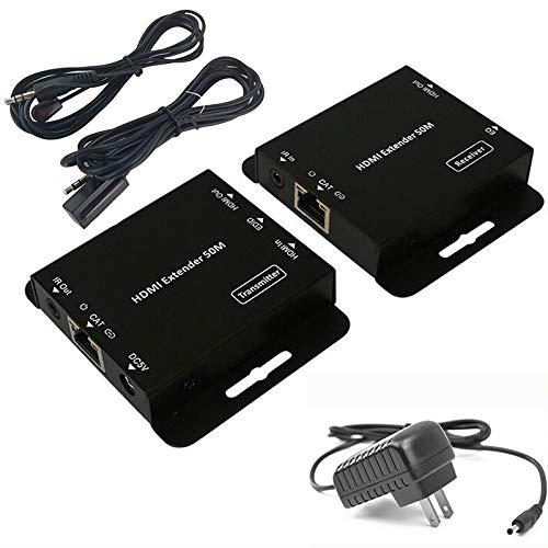BolAAzuL 1080P HDMI Extender by Cat5e/6 Cable Up to 50M with HDMI Loop Out&IR Amplifier POC (Power Over Cable) Supported (HDMI Sender and HDMI Receiver Included)
