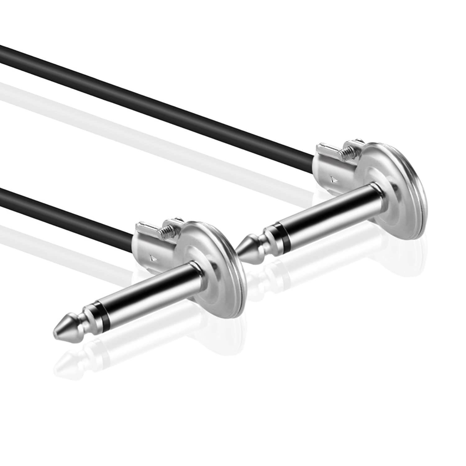 TNP 6.35mm Cable (3FT) - Right Angle Low Profile Male to Male 1/4 Inch TS 6.35mm Phono Jack Plug Wire Cord Connector for Guitar, Electric Bass Guitar, Amplifier, Musical Instrument Line-Level Audio