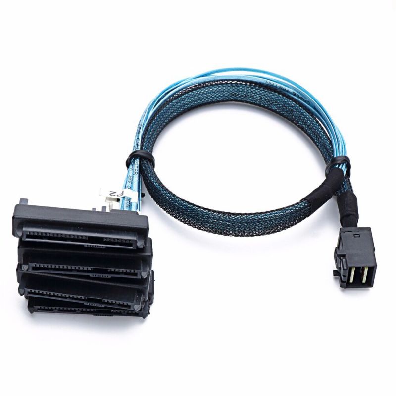 Weastlinks SAS SATA Cables SFF-8643 To 4 SFF-8482 Internal Mini SAS HD to 4 29pin SFF-8482 connector with SAS 15pin Power Port 12GB/S Cable