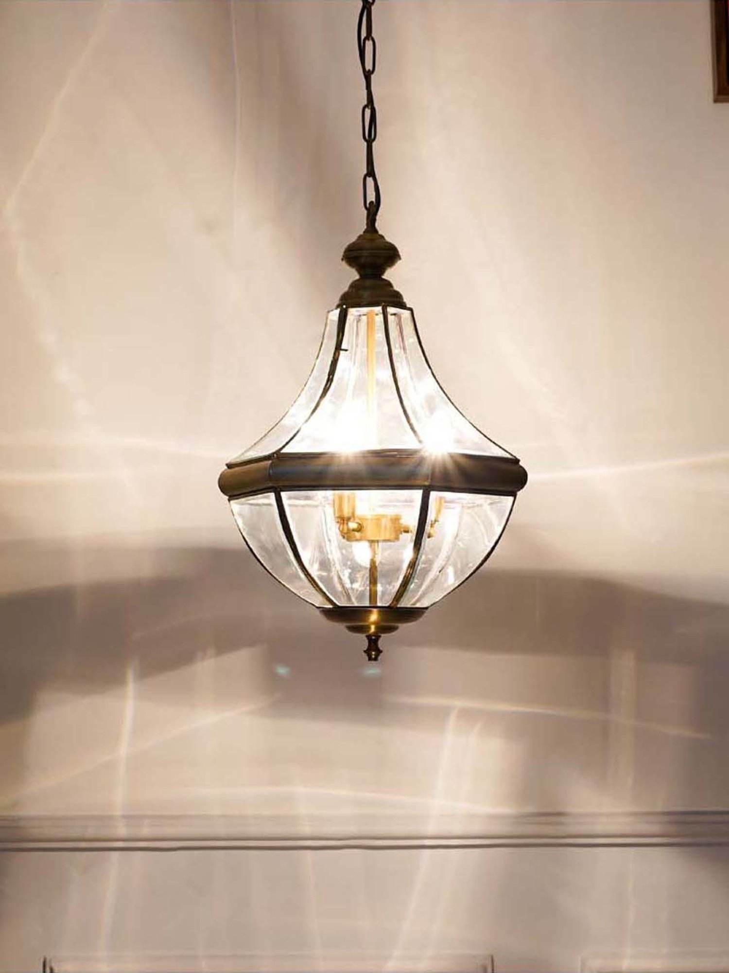 Kapoor Lamp Shades Antique Brass & Clear Costa Pendant Light