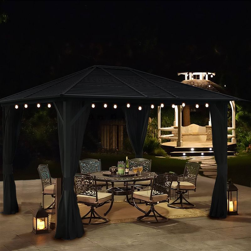 12'x10'x9' Galvanized Steel Outdoor Hardtop Gazebo - Veikous