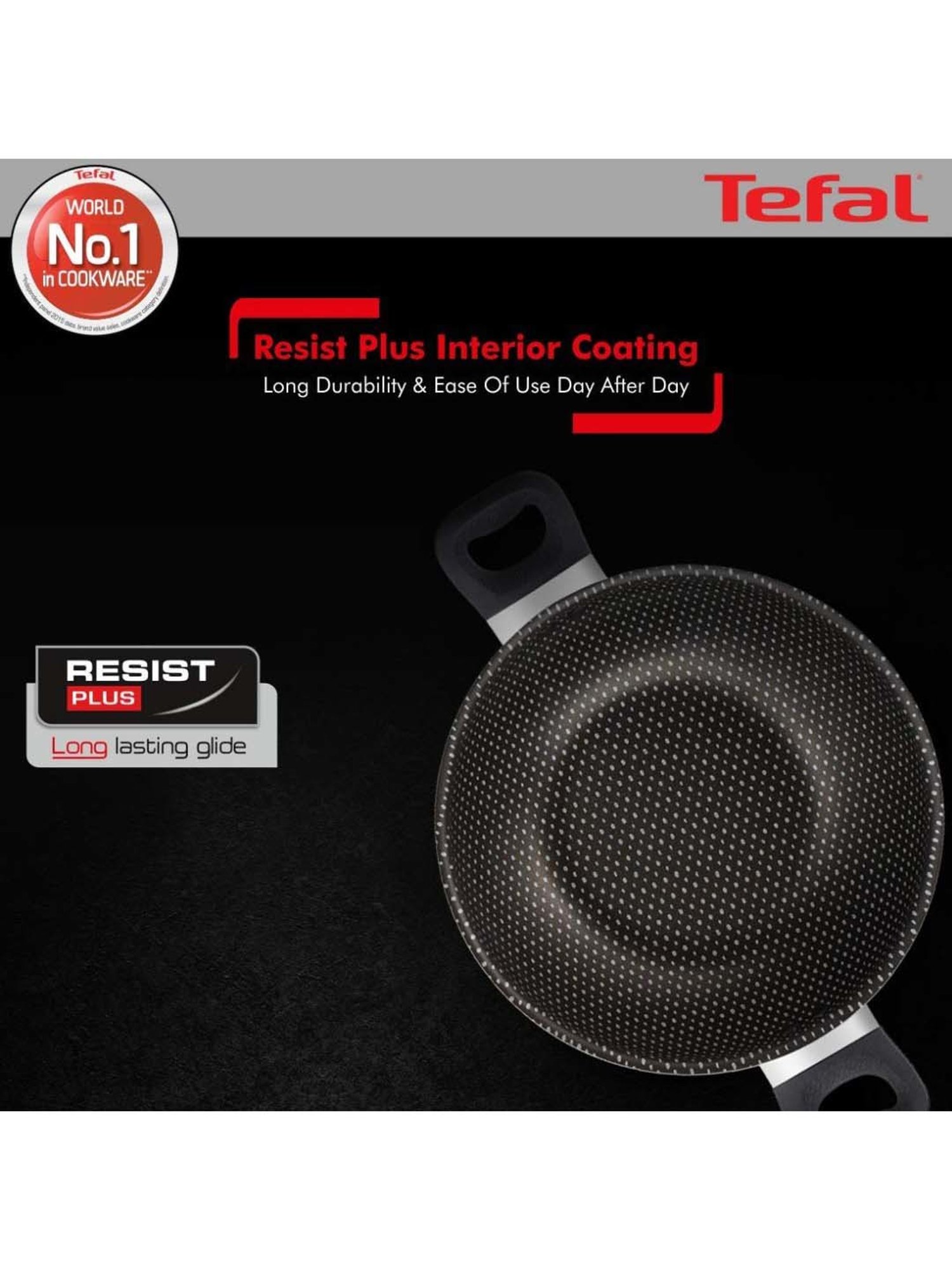 Tefal Simply Chef Red Aluminium 20 cm Rio Non-Stick Kadhai With Lid (1.96 L)
