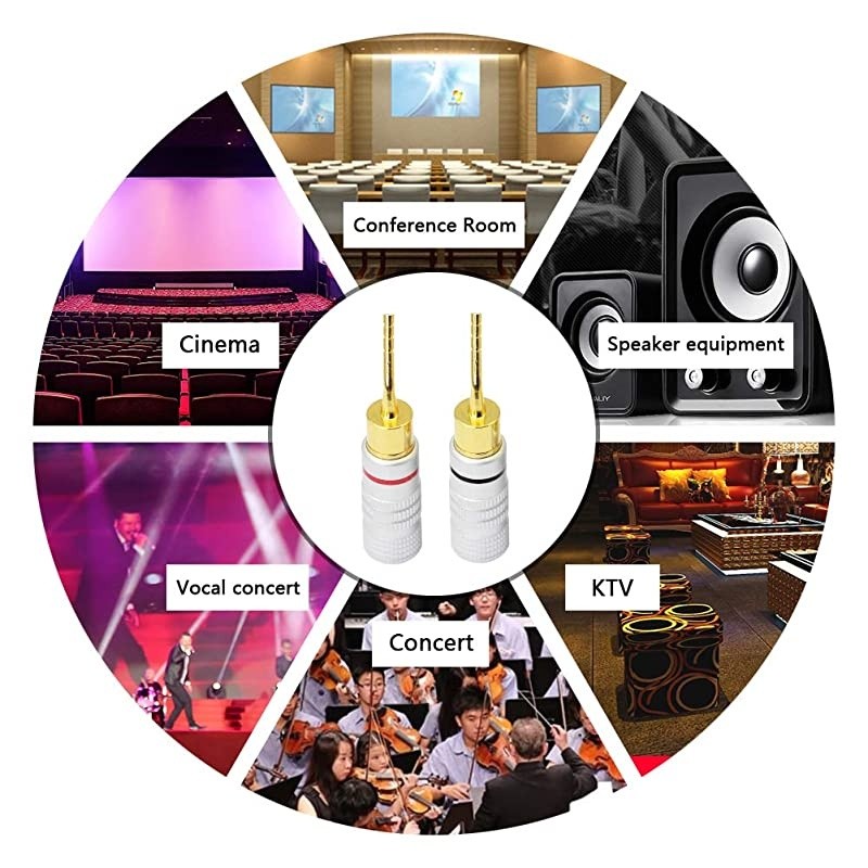 Gold Plated 2mm Banana Plug Screw Type Audio Speaker Pin Plugs Cable Connector Adapter(4pcs)