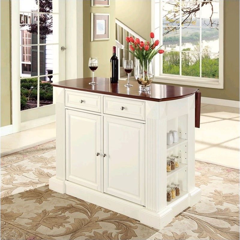 Wood Kitchen Island Breakfast Bar in White - Pemberly Row
