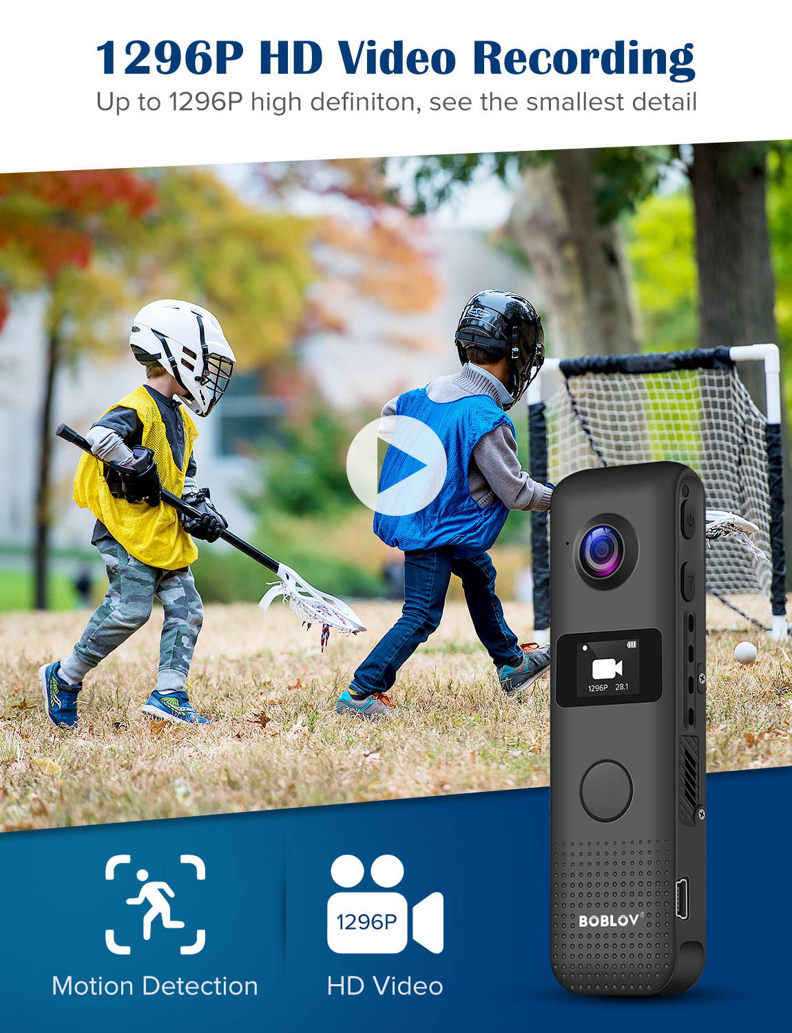 BOBLOV 1296P Professional Body Worn Camera Mini Camera with screen