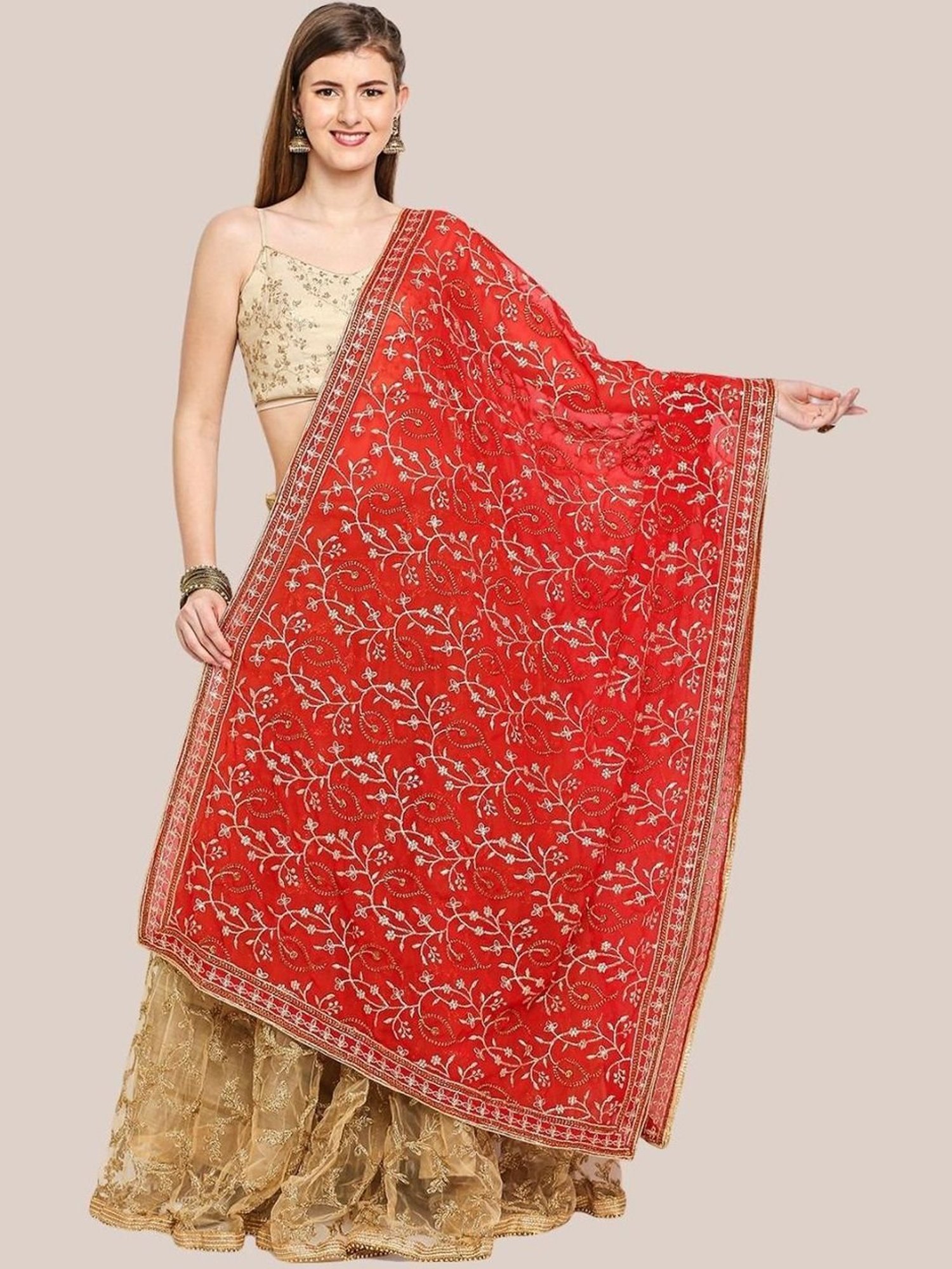 Stylum Red Plain Dupatta