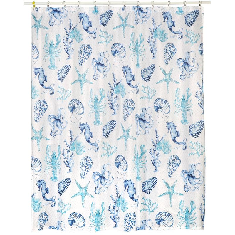 Nantucket Shower Curtain White/Blue - Creative Bath