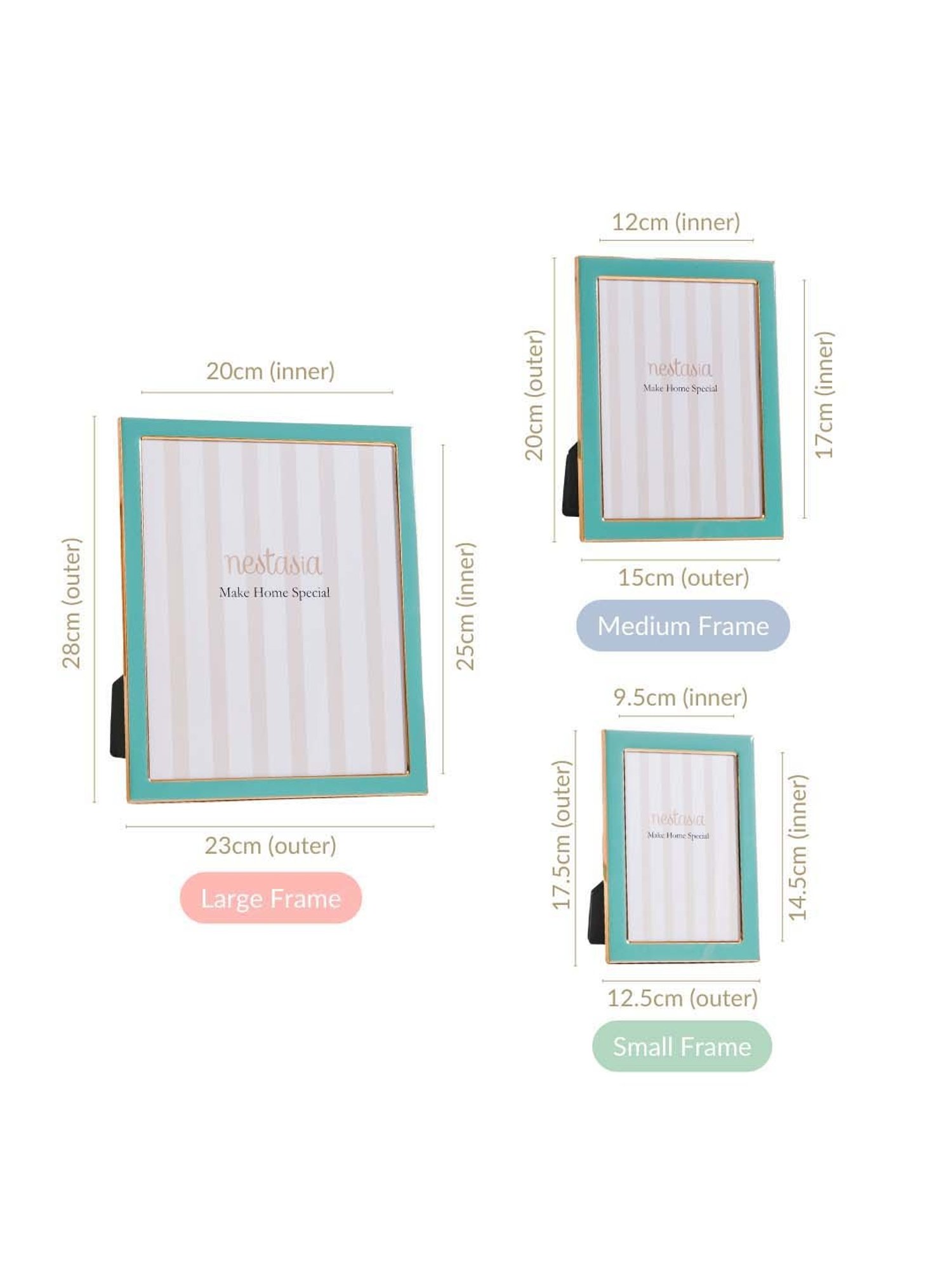 Nestasia Modern Teal Metal Photo Frames Set Of 3
