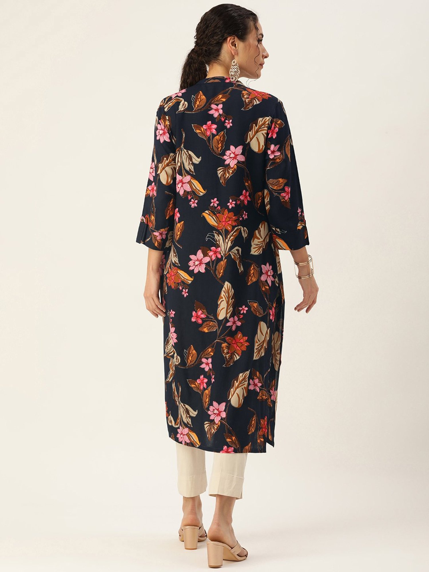 Amukti Blue Printed A Line Kurta