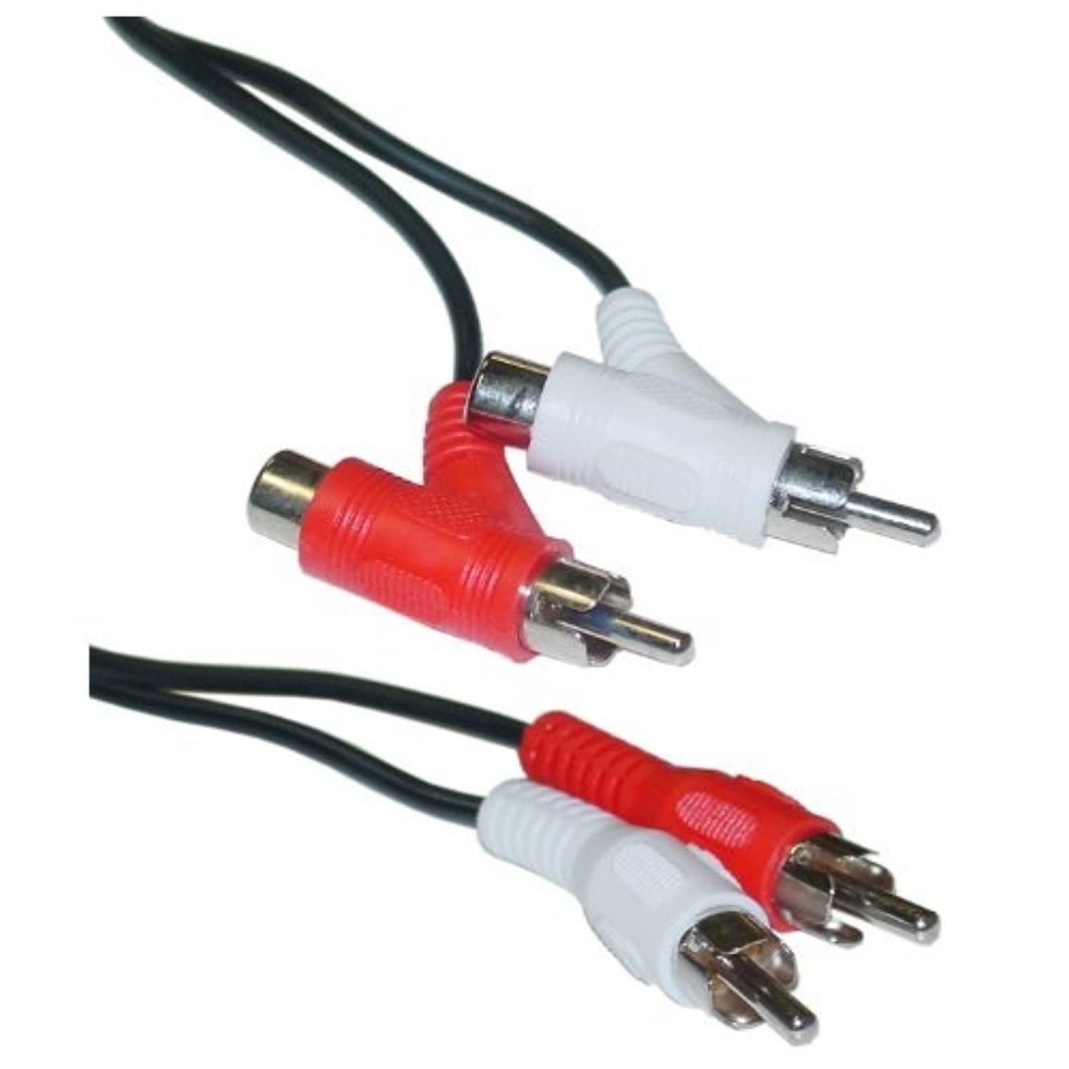 Offex Wholesale RCA audio piggyback cable, 2 male to male + female piggy back, 12 foot