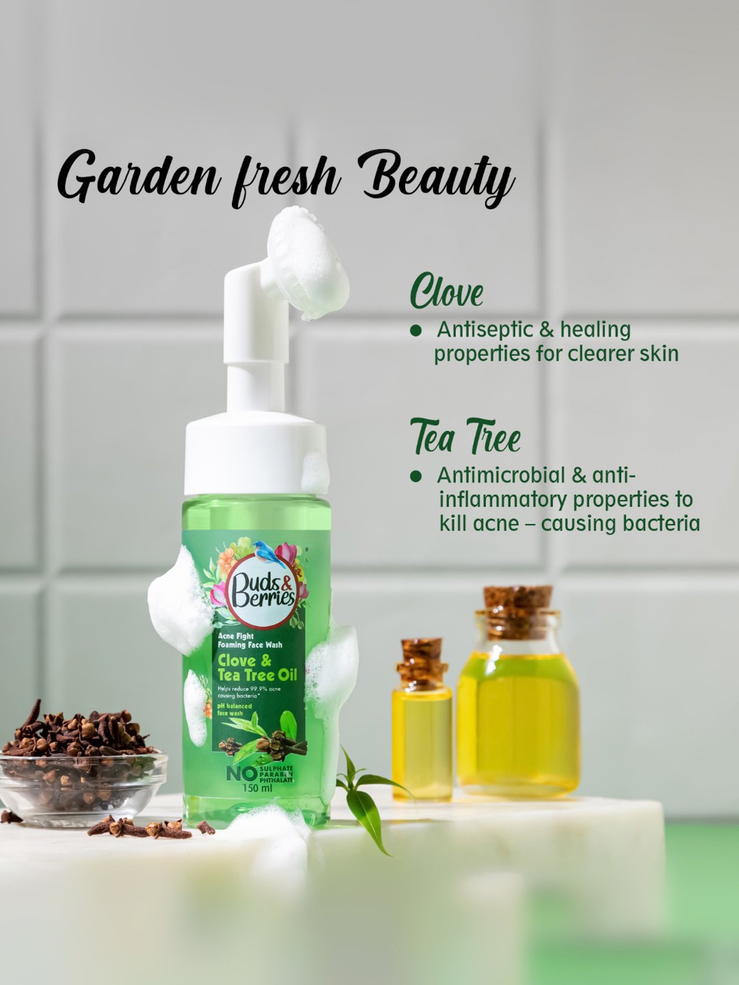 Buds & Berries Clove & Tea Tree Oil Acne Fight Foaming Face Wash - 150 ml