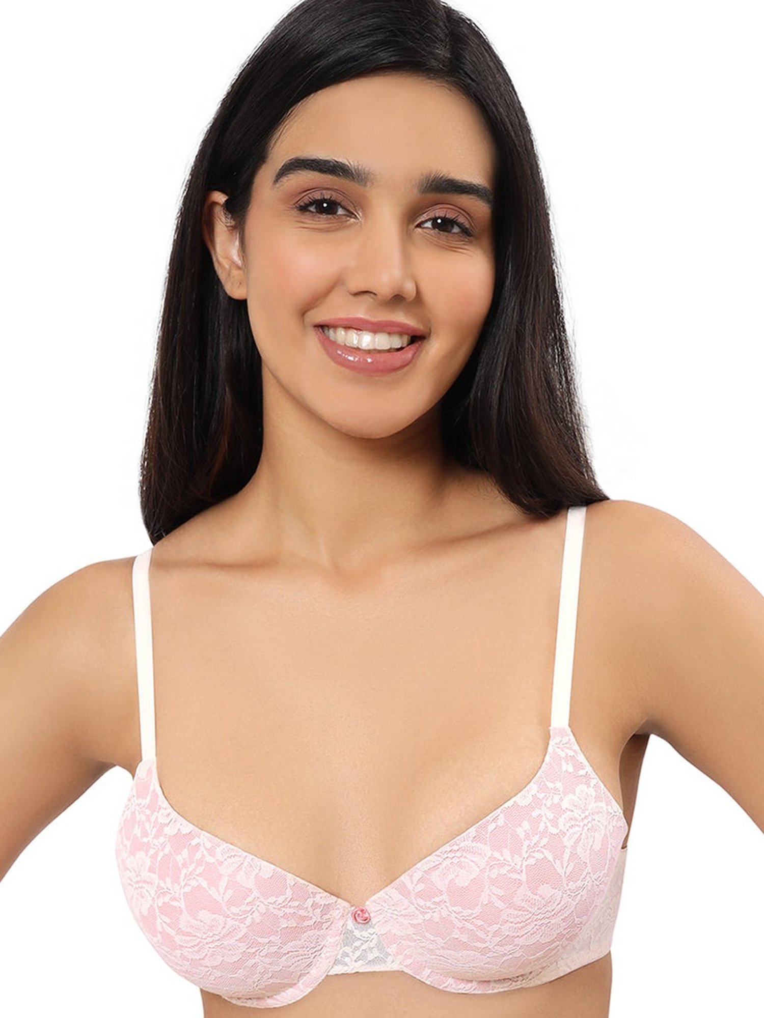 Amante Blush Pink Lace Pattern Full Coverage Bra