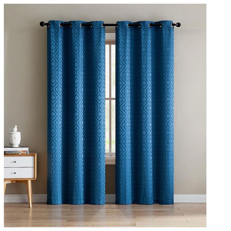 VCNY Home Sarah Jacquard Grommet Panel Pair - Blue - 76 x 84