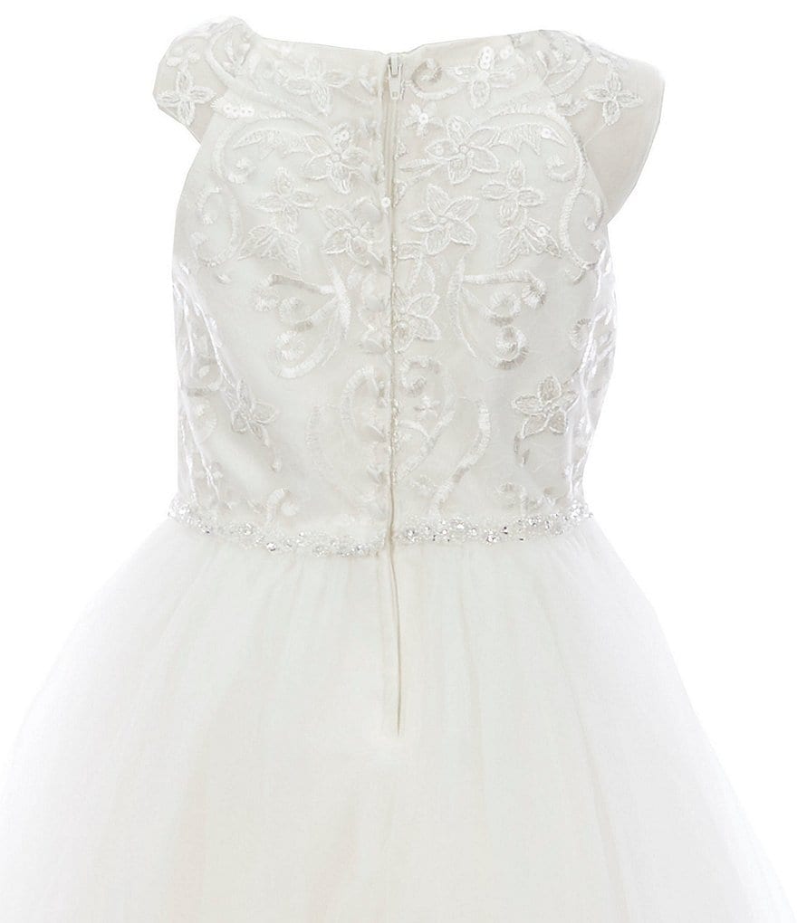 Us Angels Big Girls 6-14 Sleeveless Madison Embroidered Horsehair Communion Dress