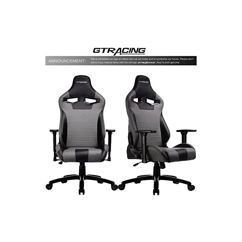 Gaming Chair Racing Style Recliner Seat Height Adjustment Computer Office Chair with Pillows GTF83 (Grey)