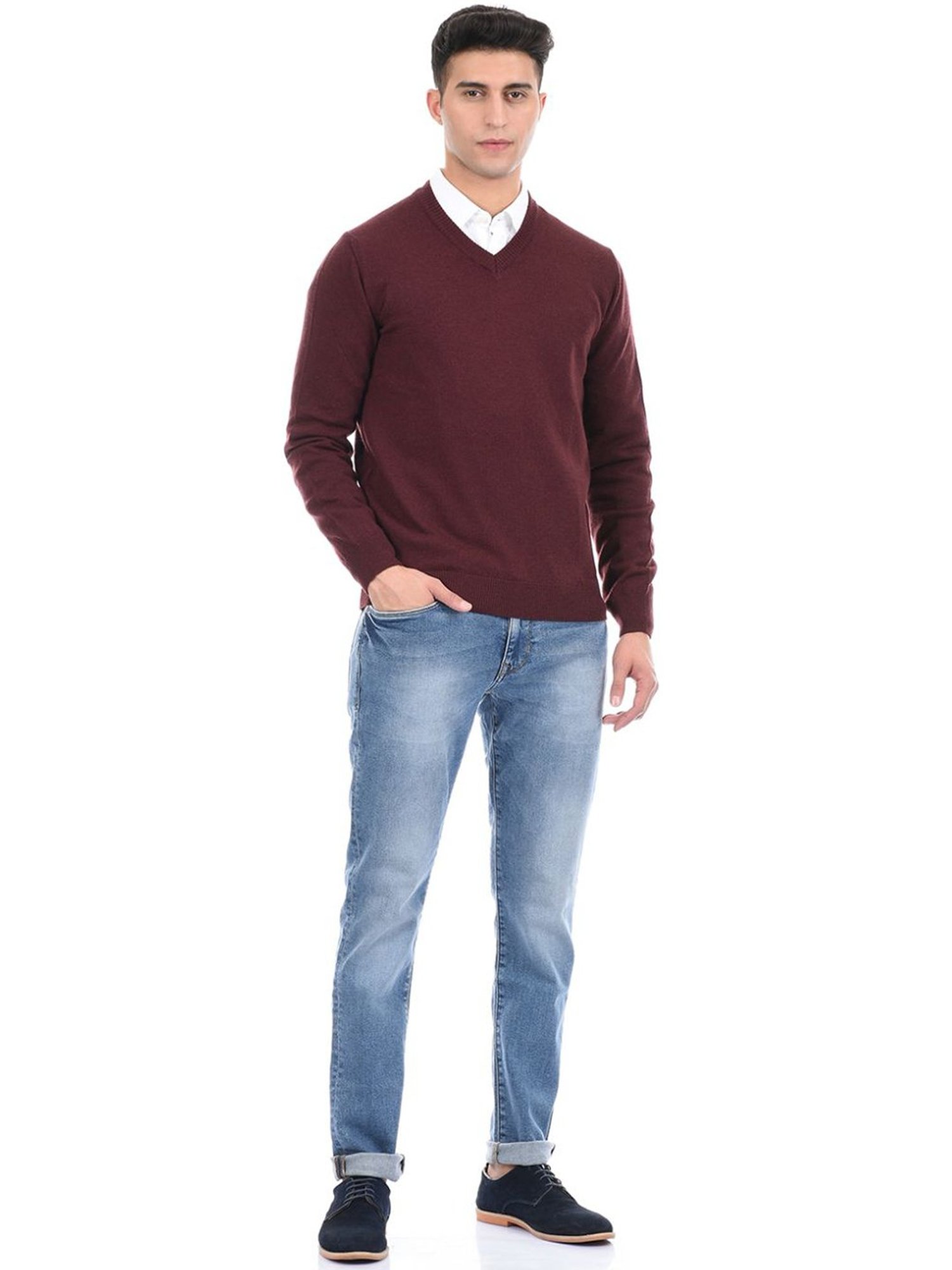 London Fog Brown Regular Fit Sweater