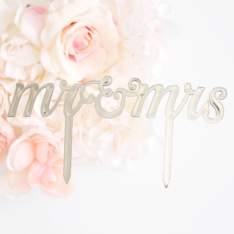 Mr and Mrs Cake Topper Party Decoration and Accessory Silver