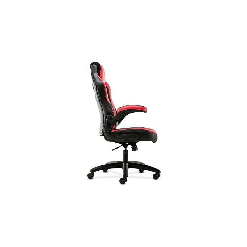 Racing Gaming Computer Chair- Flip-Up Arms, Black and Red Leather (HVST912)