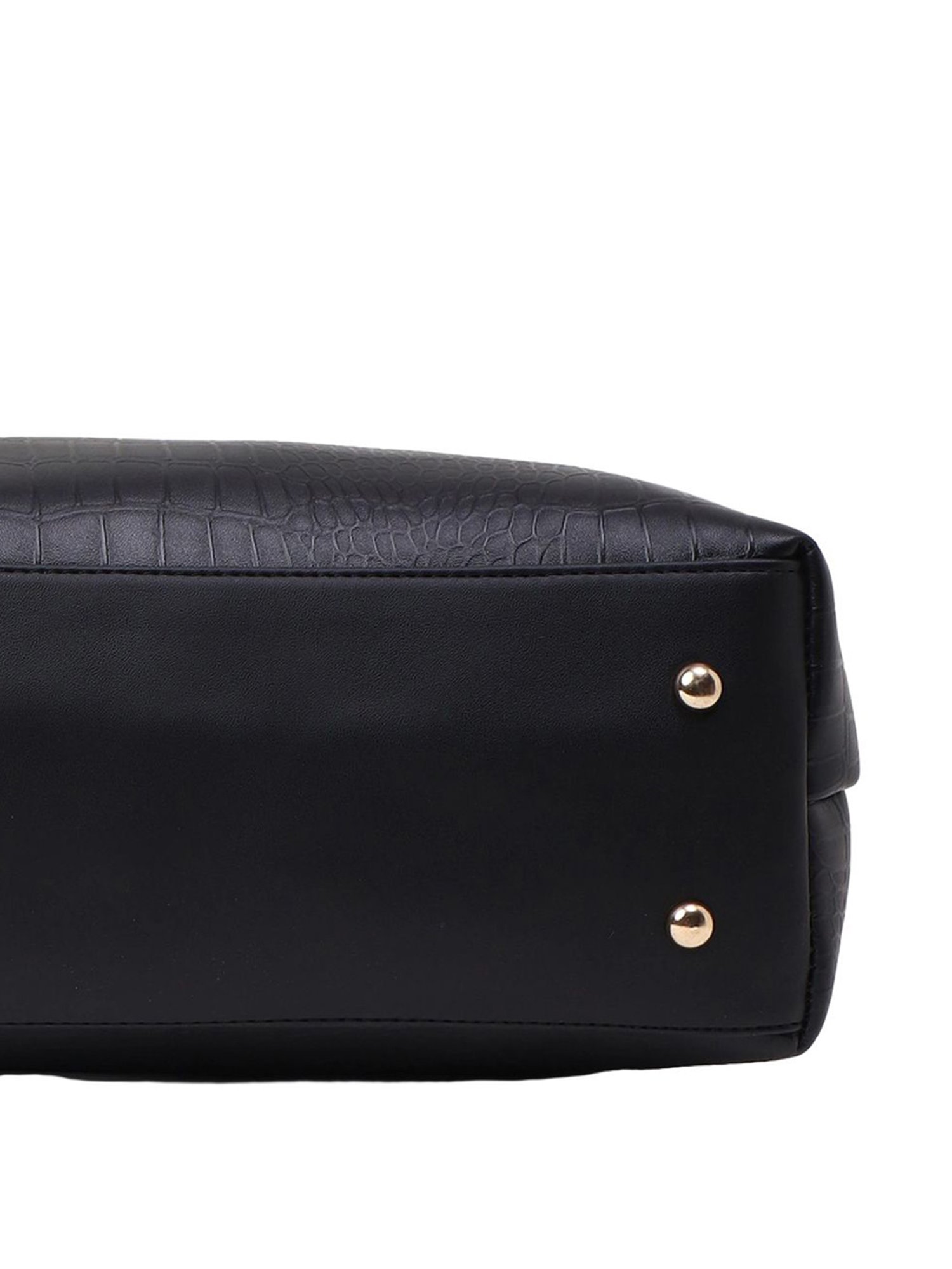 Carlton London Black Textured Medium Tote Handbag