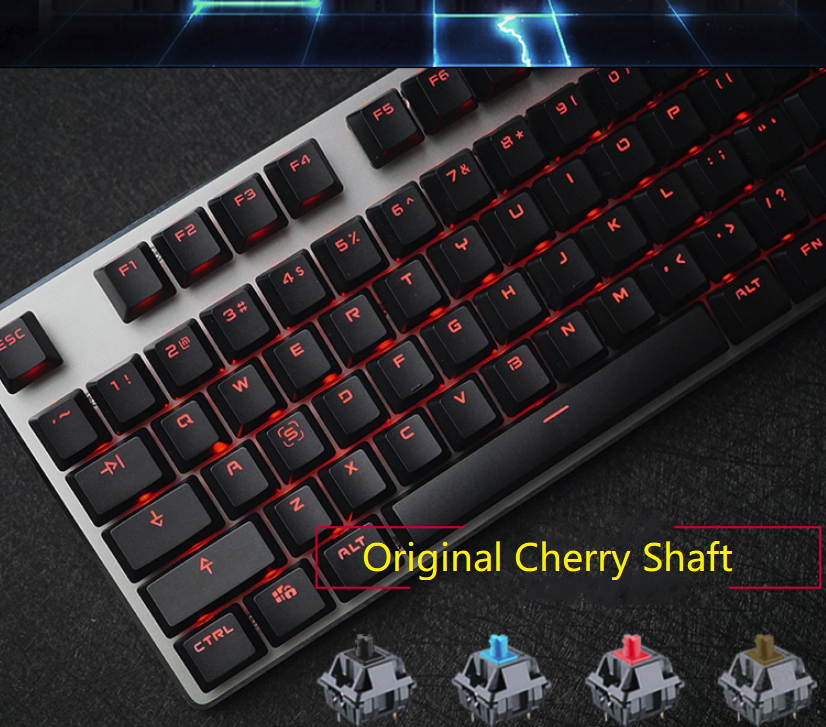 Fuhlen G87 All Non-conflicting Keys, 9 Backlit LED Light Modes, Cool Exterior Wired  Cherry Red Mechanical  Keyboard, 50Million Times Keystrokes Lifespan-Black