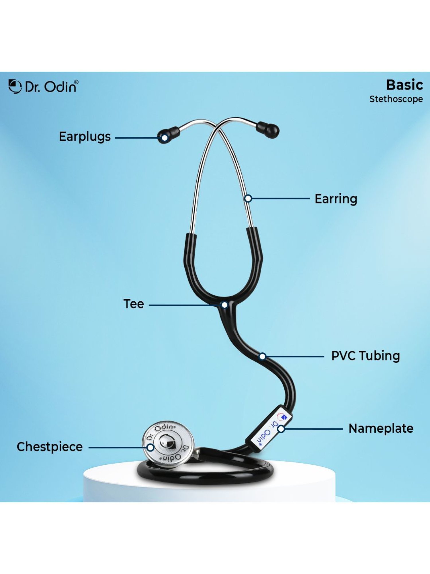 Dr. Odin Basic Brass Frame Stethoscope (Black)