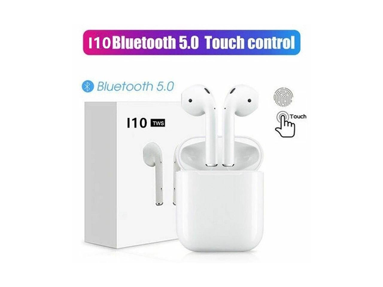 i10 TWS Bluetooth V5.0 Binaural Earbuds Stereo In-ear Earphone With Charging base- WHITE