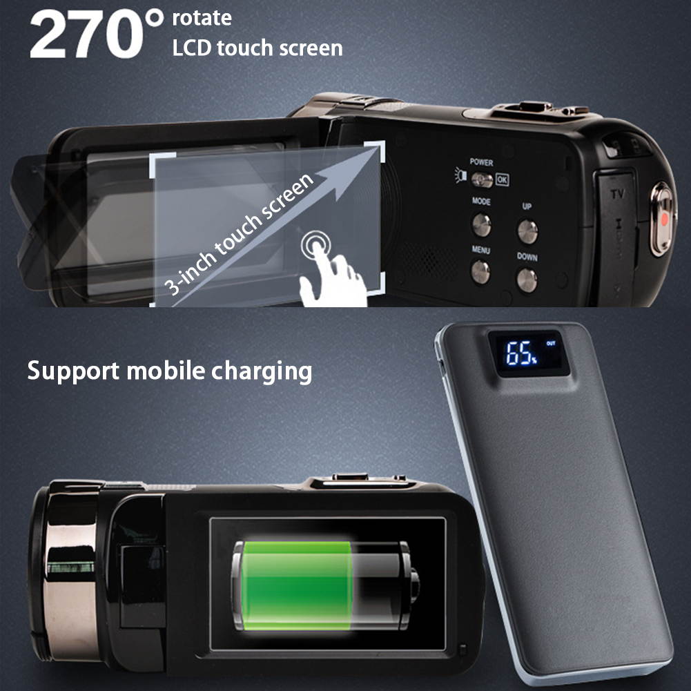 1080P Camcorder 2.7K Video Camera Full HD Wifi 30MP Vlogging Camera with Microphone Remote Control Camcorder Rotatable Touch Screen and Webcam Function
