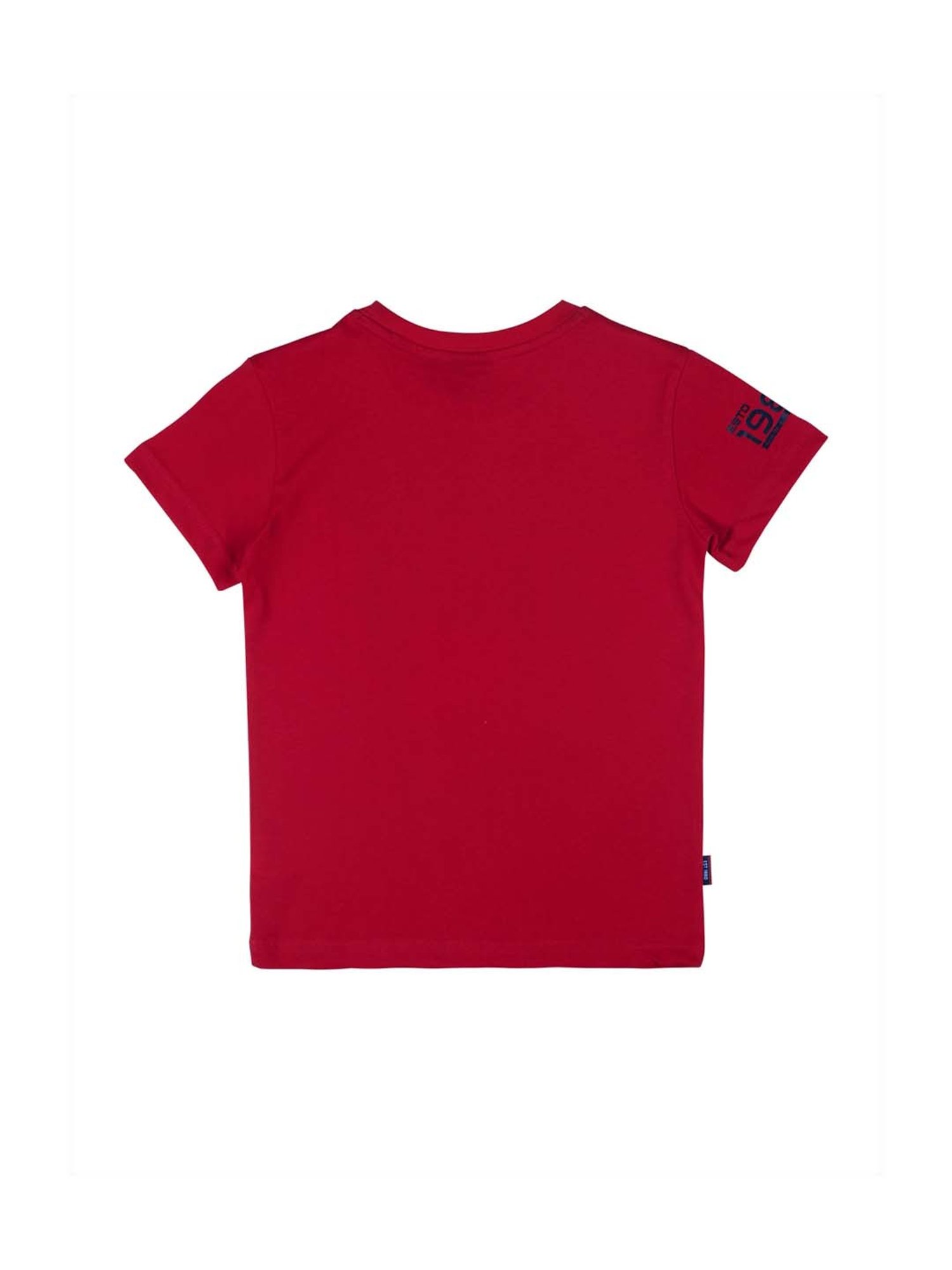 Gini & Jony Boys Red Cotton Printed T-Shirt