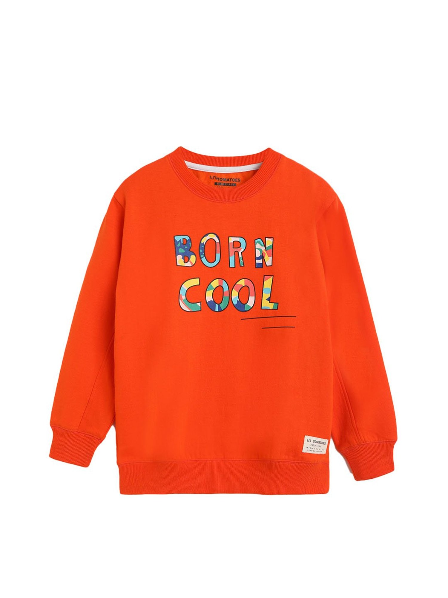 Li'l Tomatoes Kids Neon Orange Graphic Print Sweatshirt