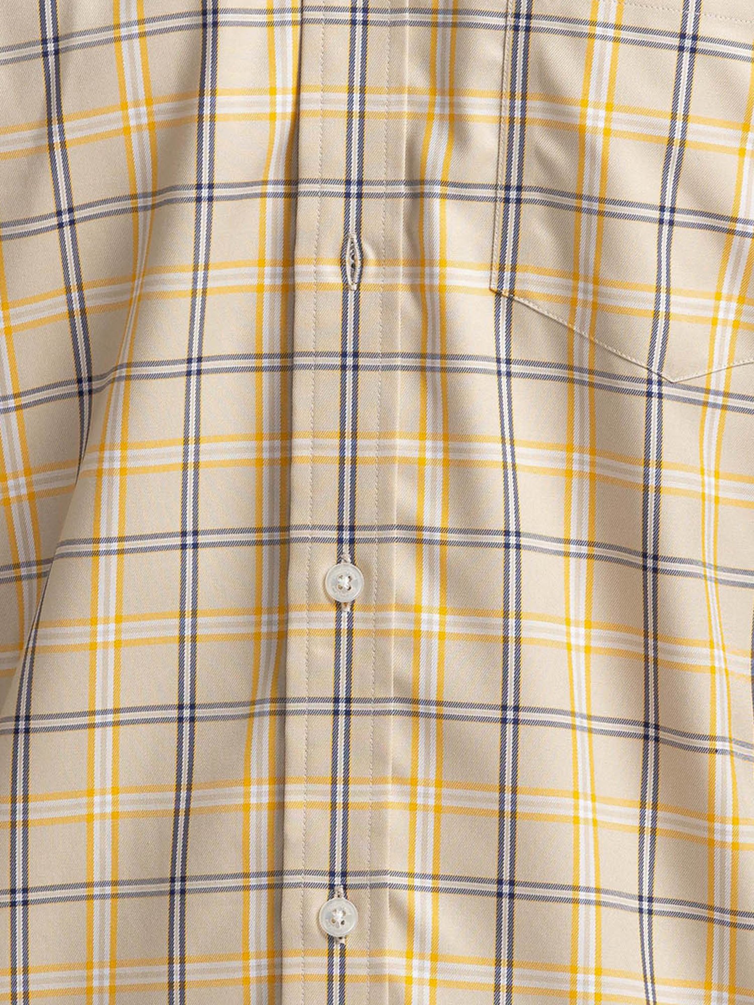 ColorPlus Beige Cotton Tailored Fit Checks Shirt