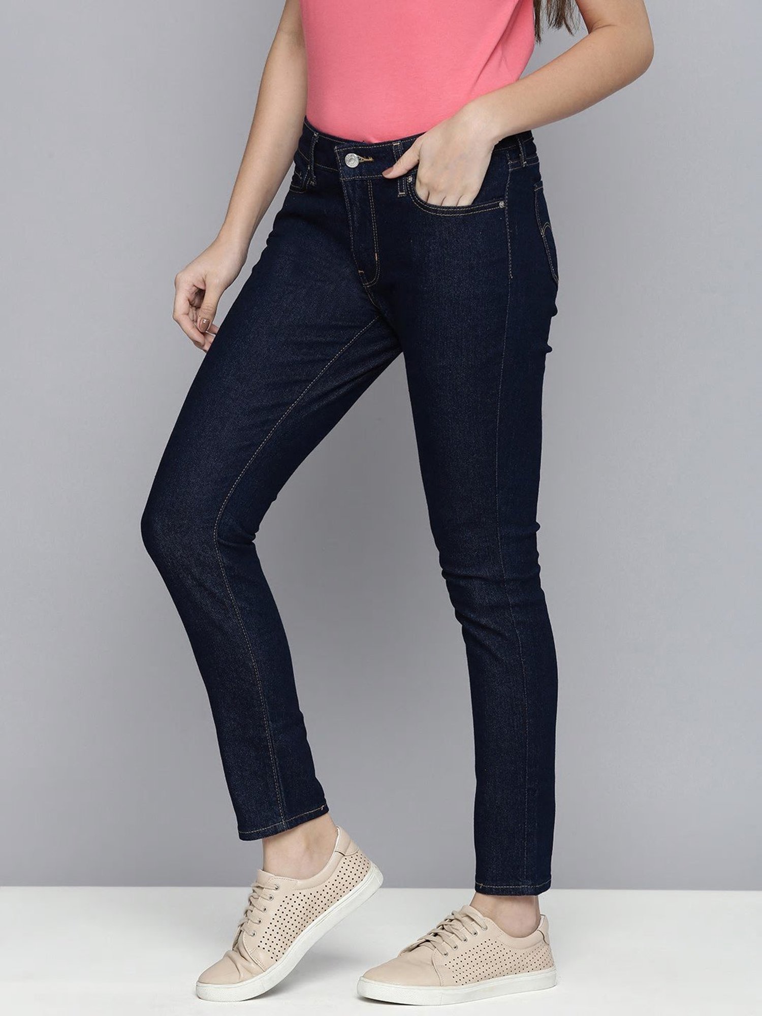 Levi's 711 Dark Blue Skinny Fit Lightly Washed Jeans