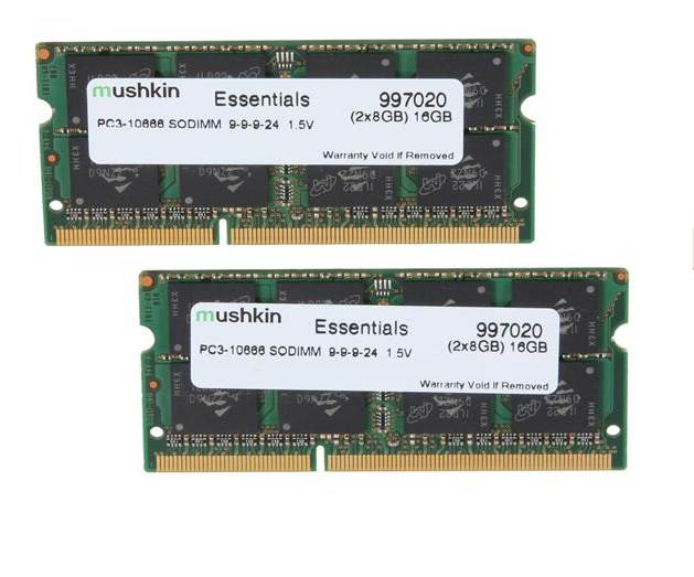 Mushkin Enhanced 16GB (2 x 8G) Essentials DDR3 PC3-10666 1333MHz 204-Pin Laptop Memory Model 997020