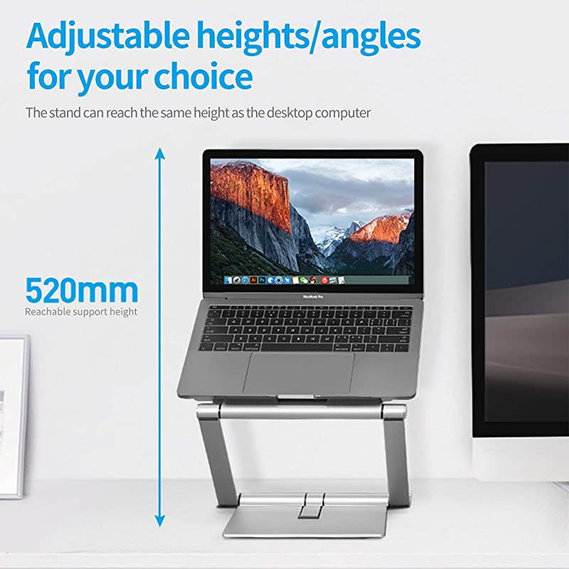 Stand MultiAngle Aluminum Ergonomic Foldable Riser Adjustable Notebook Stand Holder for MacBook ProAir HP Dell Lenovo Samsung Acer Huawei MateBook and Other s up to 17