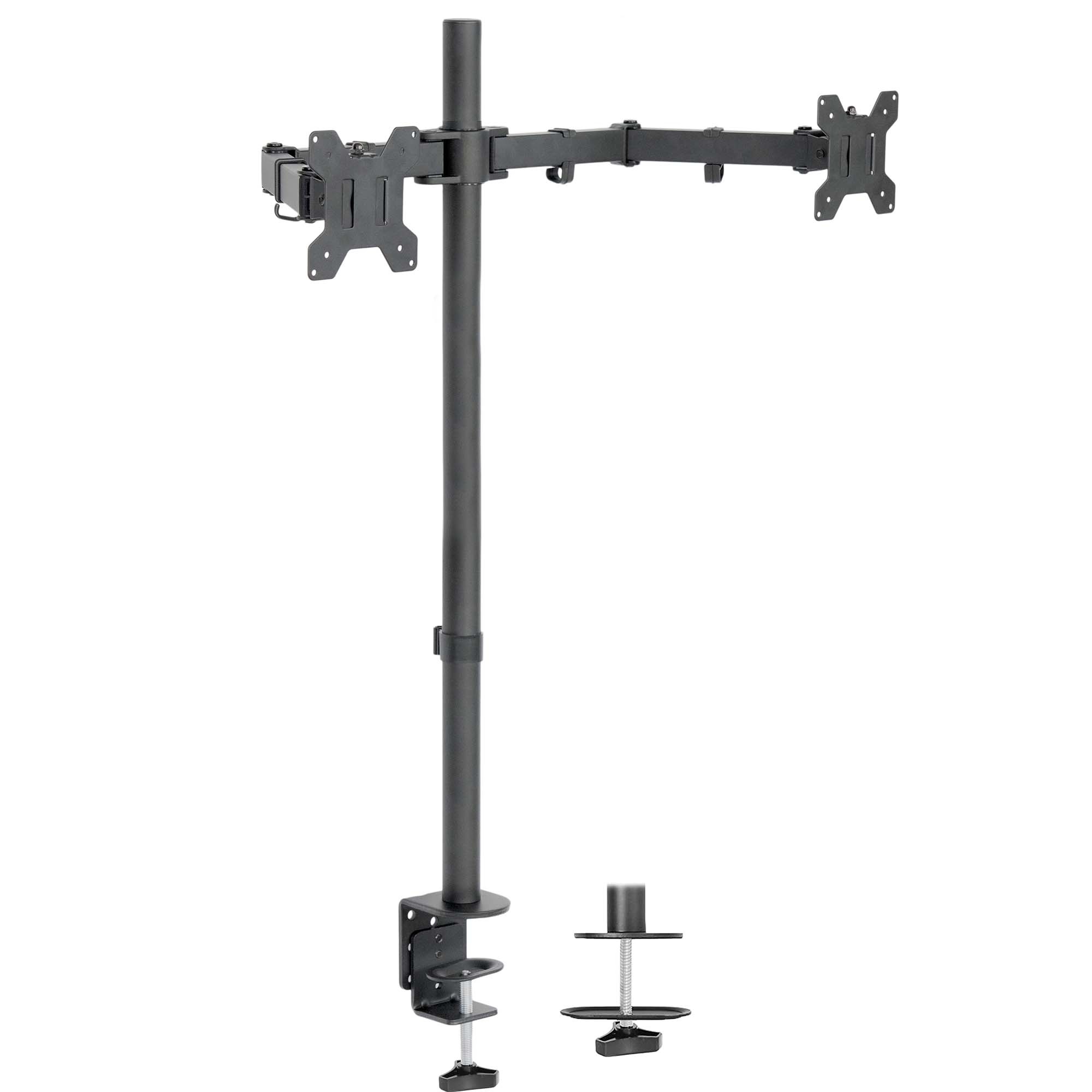 VIVO Dual LCD Monitor Desk Mount Stand Heavy Duty Fully Adjustable Fits 2 Screens up to 27" (STAND-V002)