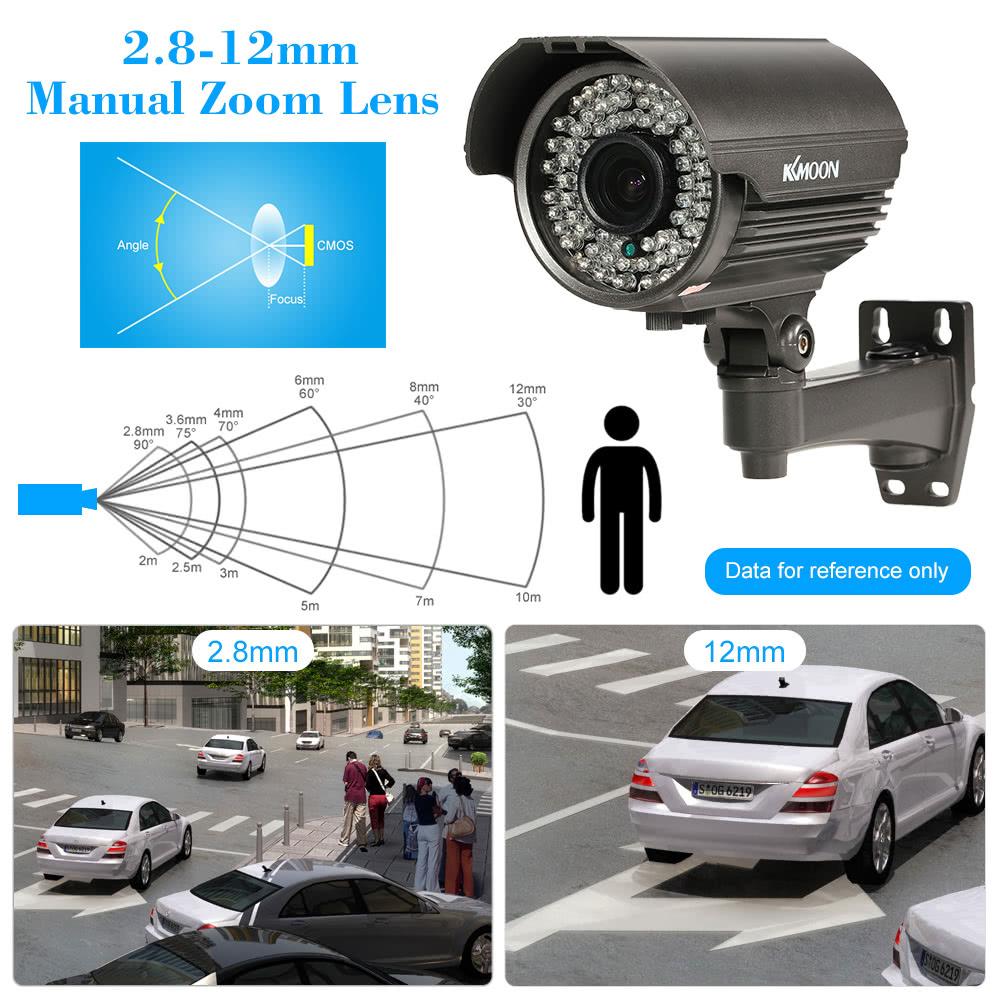 KKmoon 1080P AHD Bullet CCTV Analog Camera Manual Zoom Lens 1/3&rdquo;for Sony CMOS IR LEDS Night Vision Weatherproof Indoor Outdoor Security NTSC System