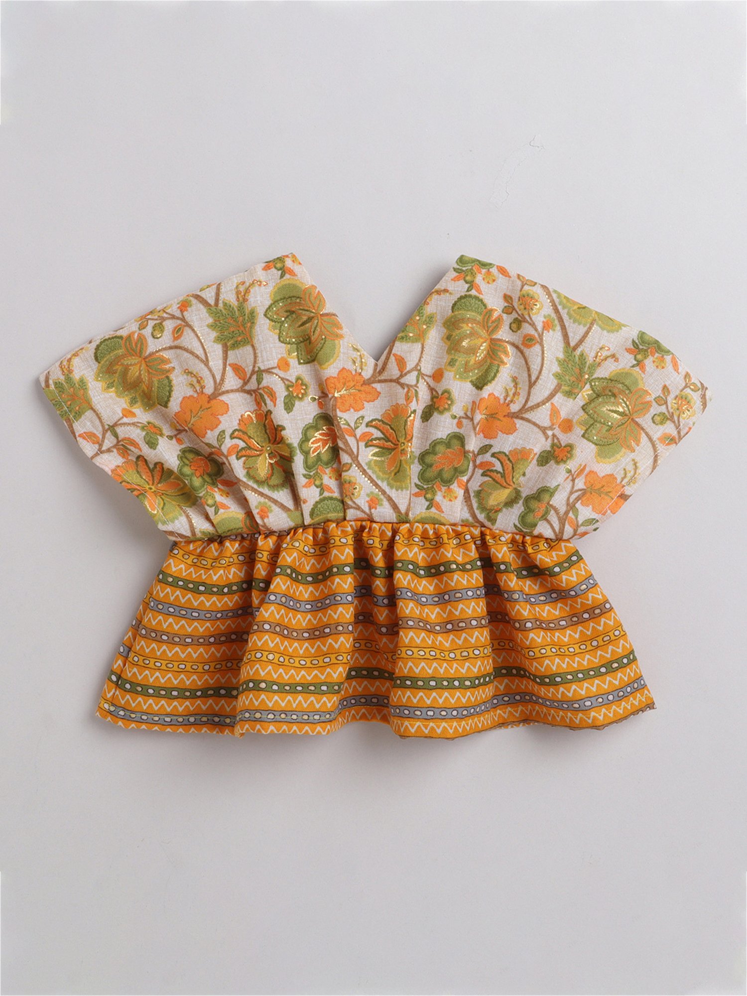 Many Frocks Kids White & Yellow Floral Print Top with Plazzos